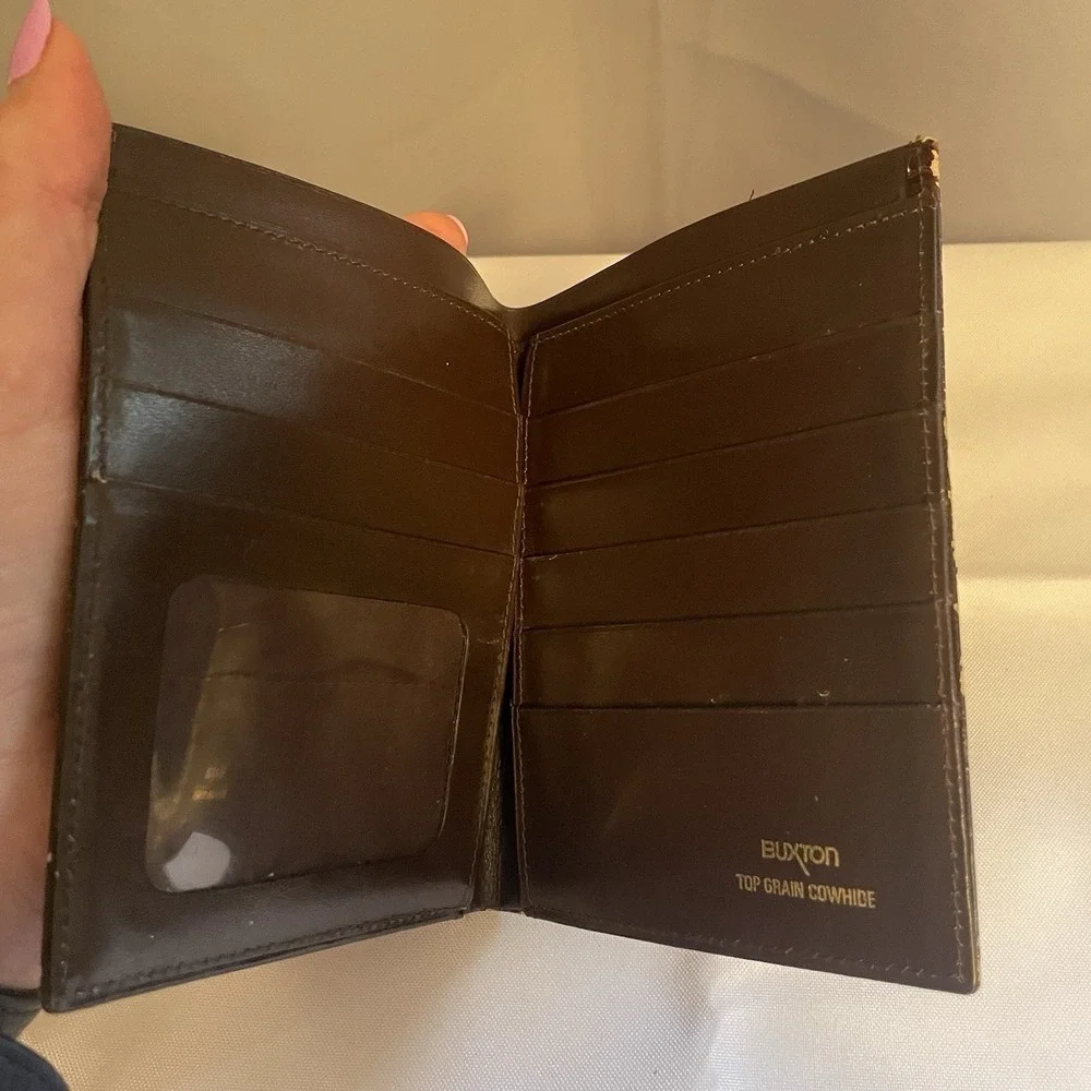 Vintage Lord Buxton Saddle Cowhide Bifold Leather Unisex Card Case Wallet USA